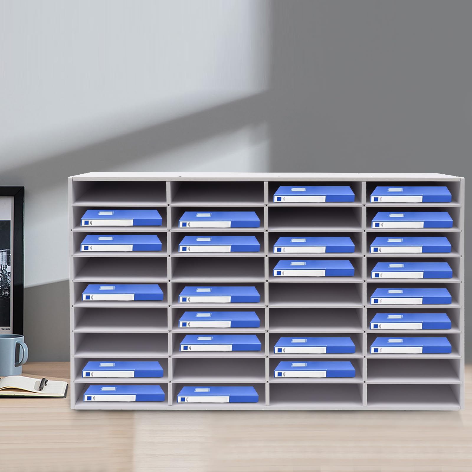 36/24 compartimentos A4, organizador de escritorio apilable, organizador de archivos y bandeja para cartas, organización de oficina, bandeja de escritorio, soporte para archivos (blanco, 36