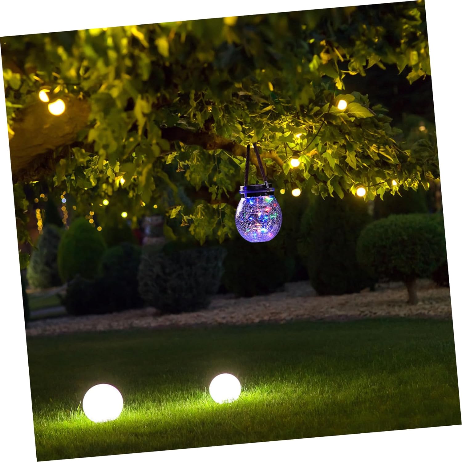 DOITOOL 6pcs Solar Jar Replacement Lids for Outdoor Garden Lanterns Solar Light Inserts Energy-saving Led Gazing Lights for Festival Patio Decor