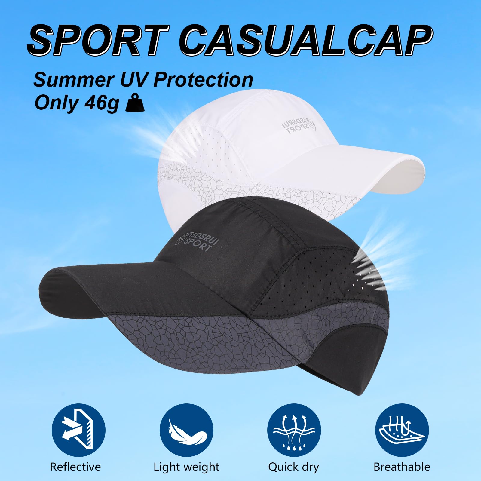 TAGVO 2 Packs Baseball Cap for Men Women, Sports Running Cap Quick Dry Breathable Sun Protection, Lightweight Foldable Mesh Caps, Outdoor Sun Hat — view 4