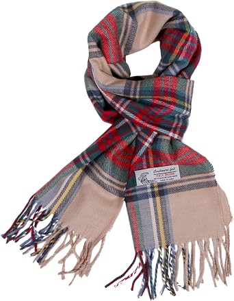 TZ Promise Tartan Plaid Cashmere Feel Classic Soft Luxurious Winter Scarf For Men Women