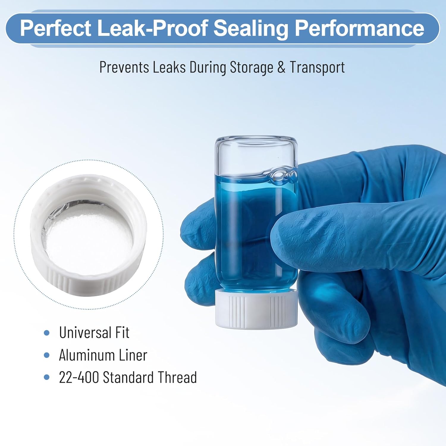 20 mL Scintillation Vials, 100 Pieces, Borosilicate Glass with 22-400 Screw Caps & Aluminum Liners, Leak-Resistant Lab Sample Vials