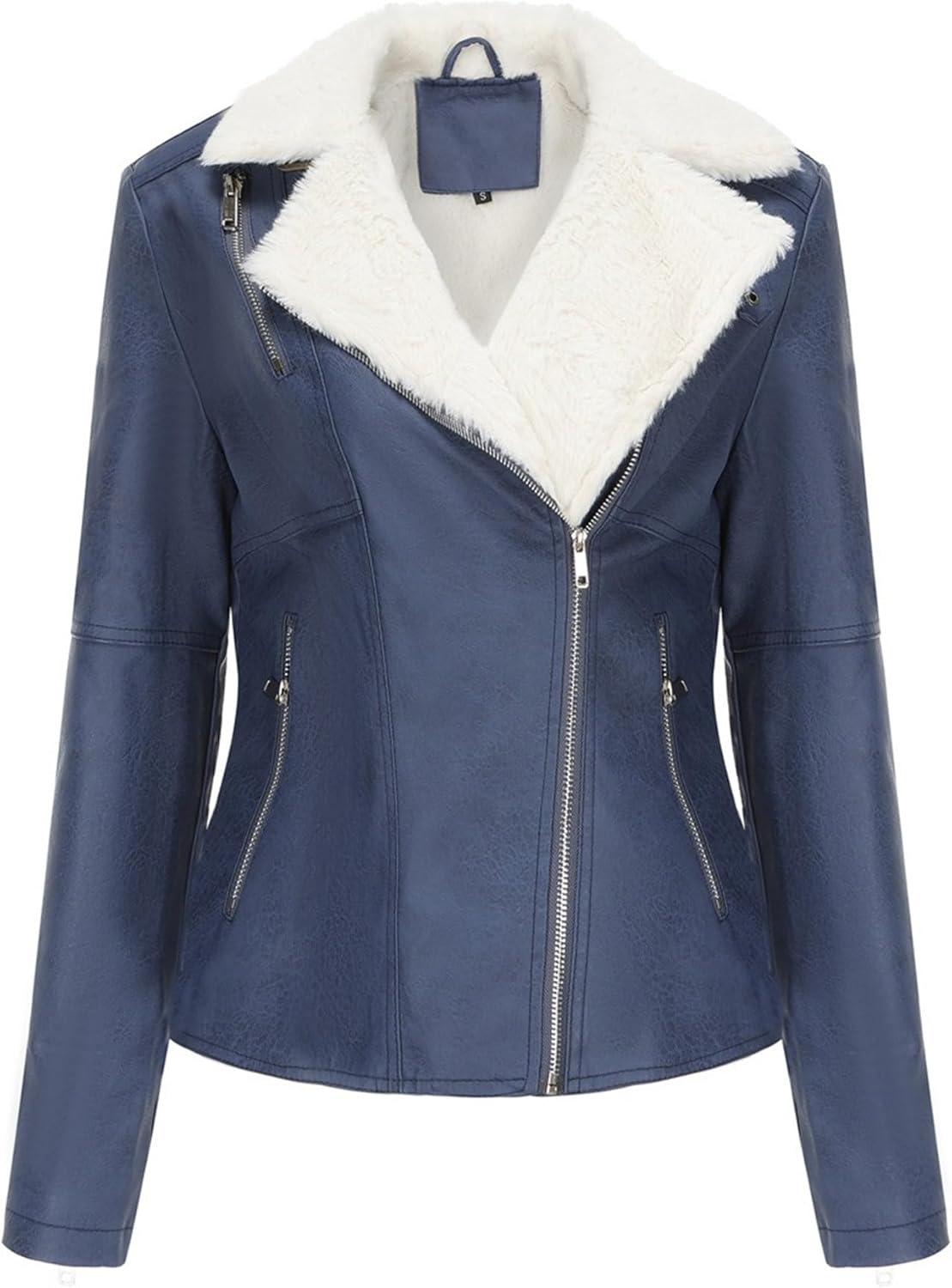 Women's Warm Lined Casual Moto Biker Coat Lapel Faux Leather Casual Coat Jacket Long Sleeve Solid Outdoor Outerwear