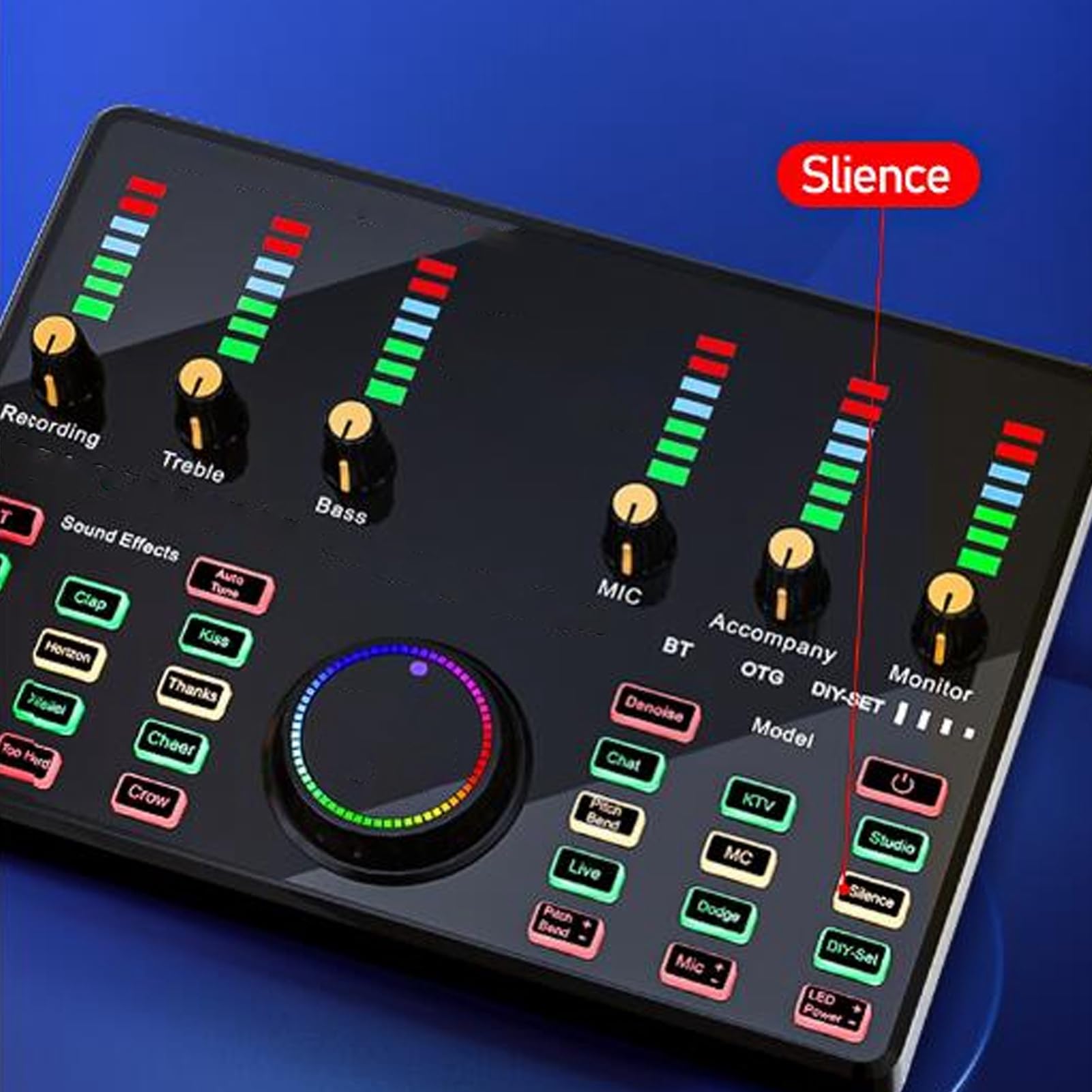 Tarjeta de Sonido en Vivo, Tarjeta de Sonido Externa USB, Tablero Mezclador de Audio, Cambiador de Voz con Múltiples Efectos de Sonido, para Grabación de Video, Transmisión en Vivo