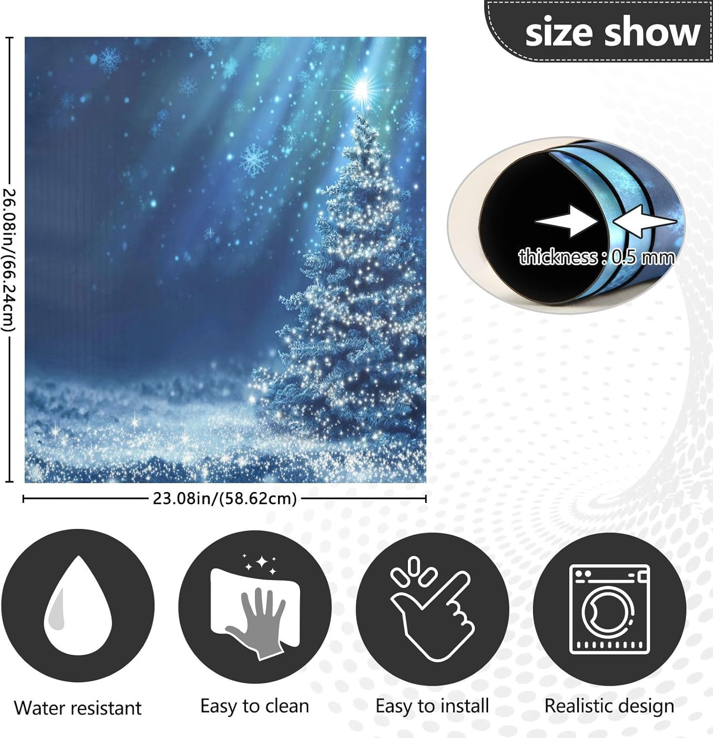 Shining Blue Christmas Tree Dishwasher Magnet Cover Refrigerator Magnet Door Panels Home Cabinet Appliances Stickers for Wash Machine Dryer 23x26in