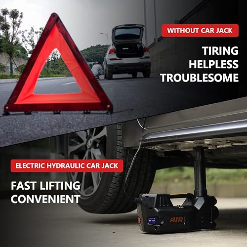 Miniatura 7 de Mautyke Kit de gato hidráulico para automóvil  5 toneladas elevador de vehículo con bomba de aire integrada 4 en 1 para vehículo, camión, remolque,