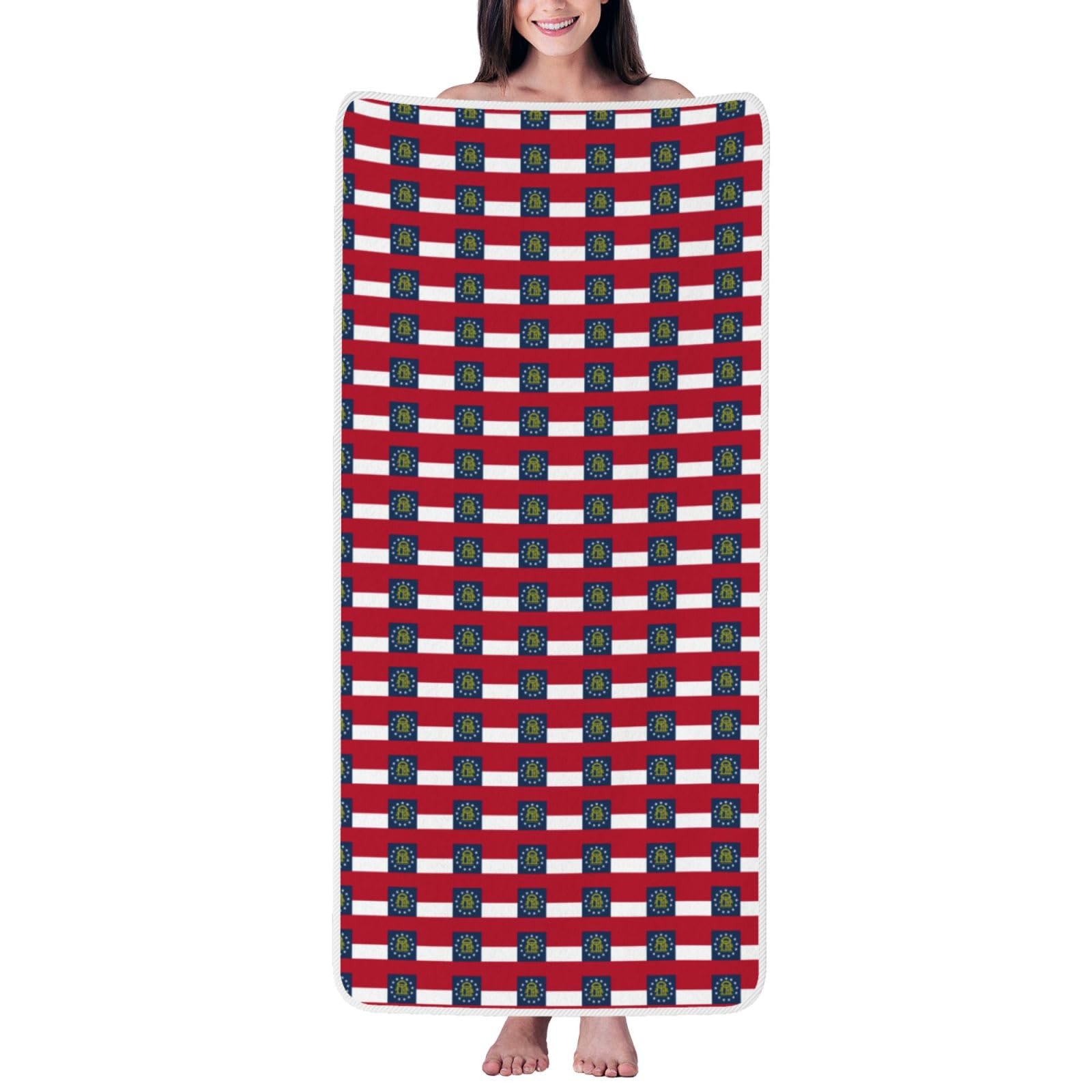 pojknbv Georgia Flag Print Comfortable Coral Velvet Bath Towel Home Bathroom Hotel Spa Beach Travel Holidays
