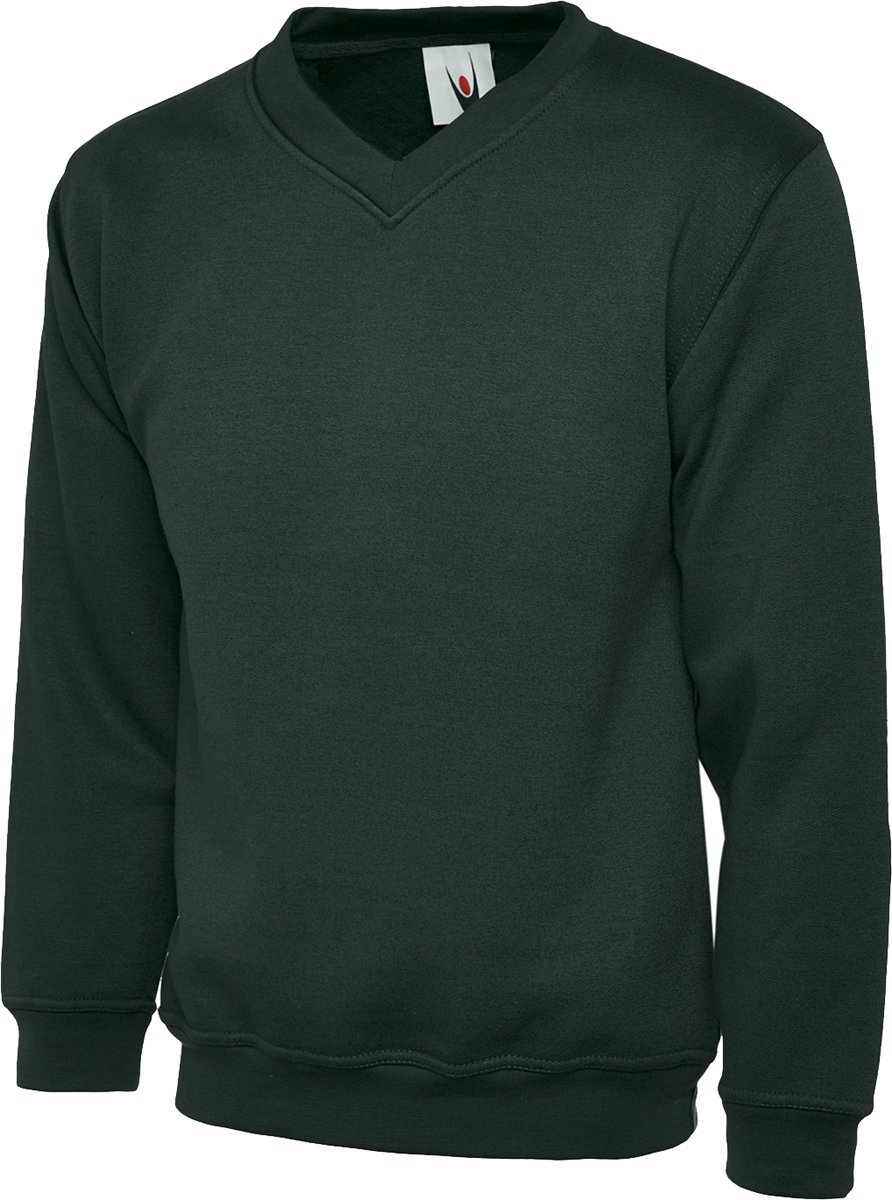 Shoppersbay Men's Bottle Green Uneek Uc204 Premium V-Neck Sweatshirt Xs