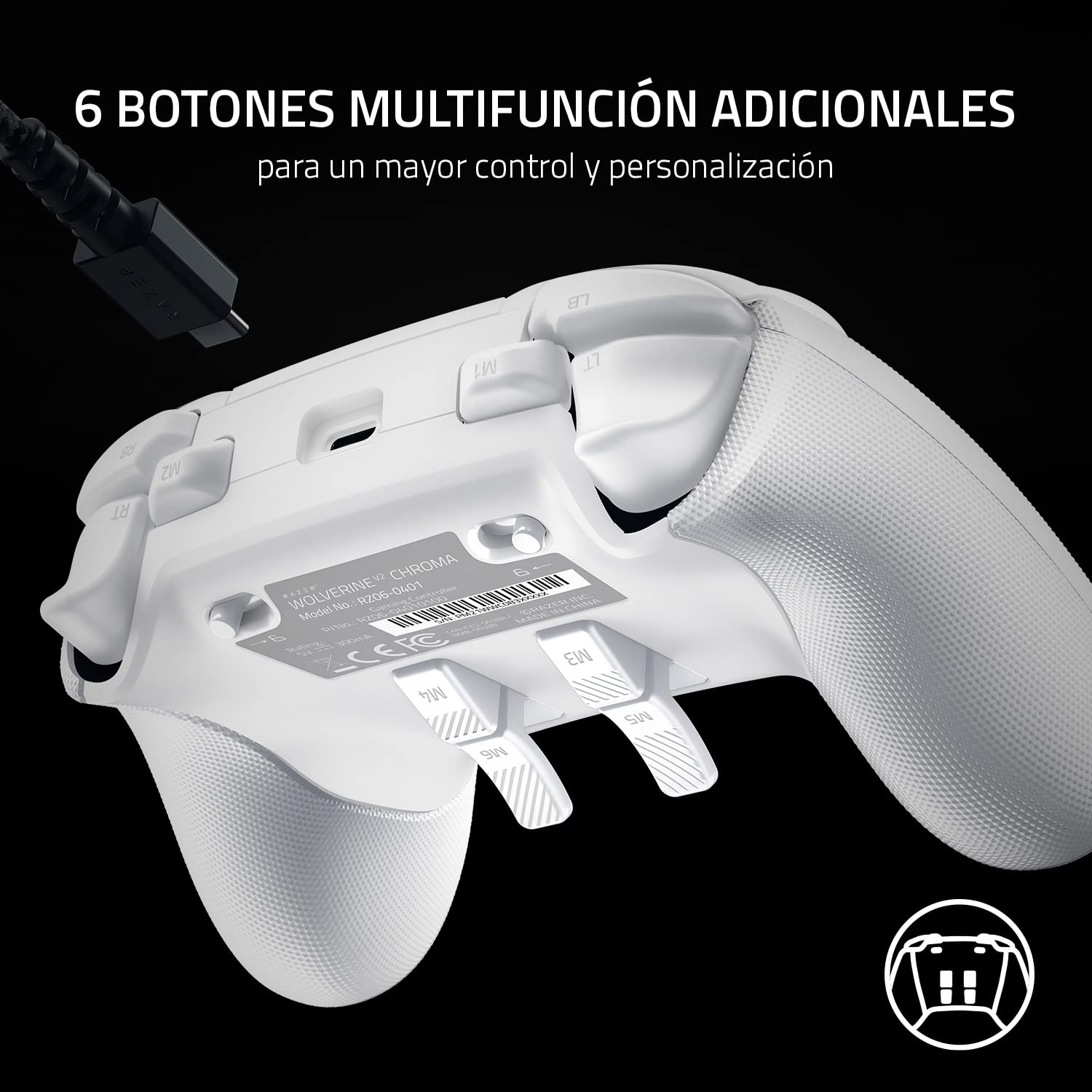 Razer Wolverine V2 Chroma - Mando Xbox Series X|S Totalmente Personalizable con iluminación RGB (6 Botones multifunción, Tapones de Stick Intercambiables, Modo Hair Trigger) Mercury