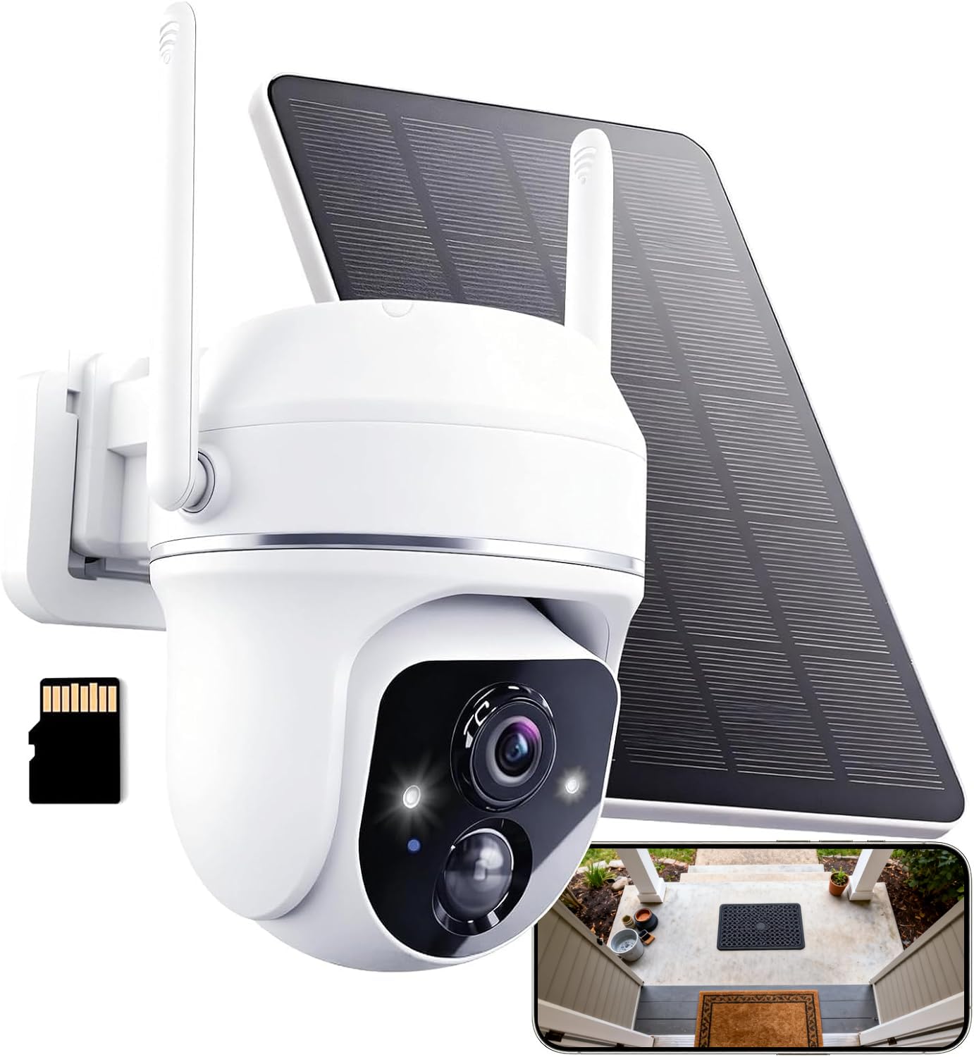 3MP 2K Solar PTZ Security Camera, Battery Wireless Outdoor 360° View,AI Motio…