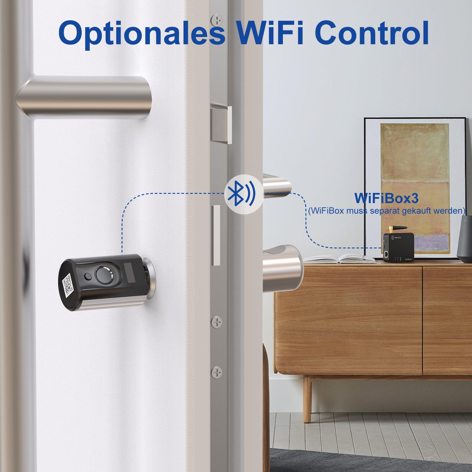 WELOCK Touch63 Türschloss Fingerabdruck,mit RFID Karte,APP,WiFi | Fingerabdruck Schloss haustür IP65,Elektronisches Türschloss Schließzylinder für Türen von 50-100mm,Smart Türschloss