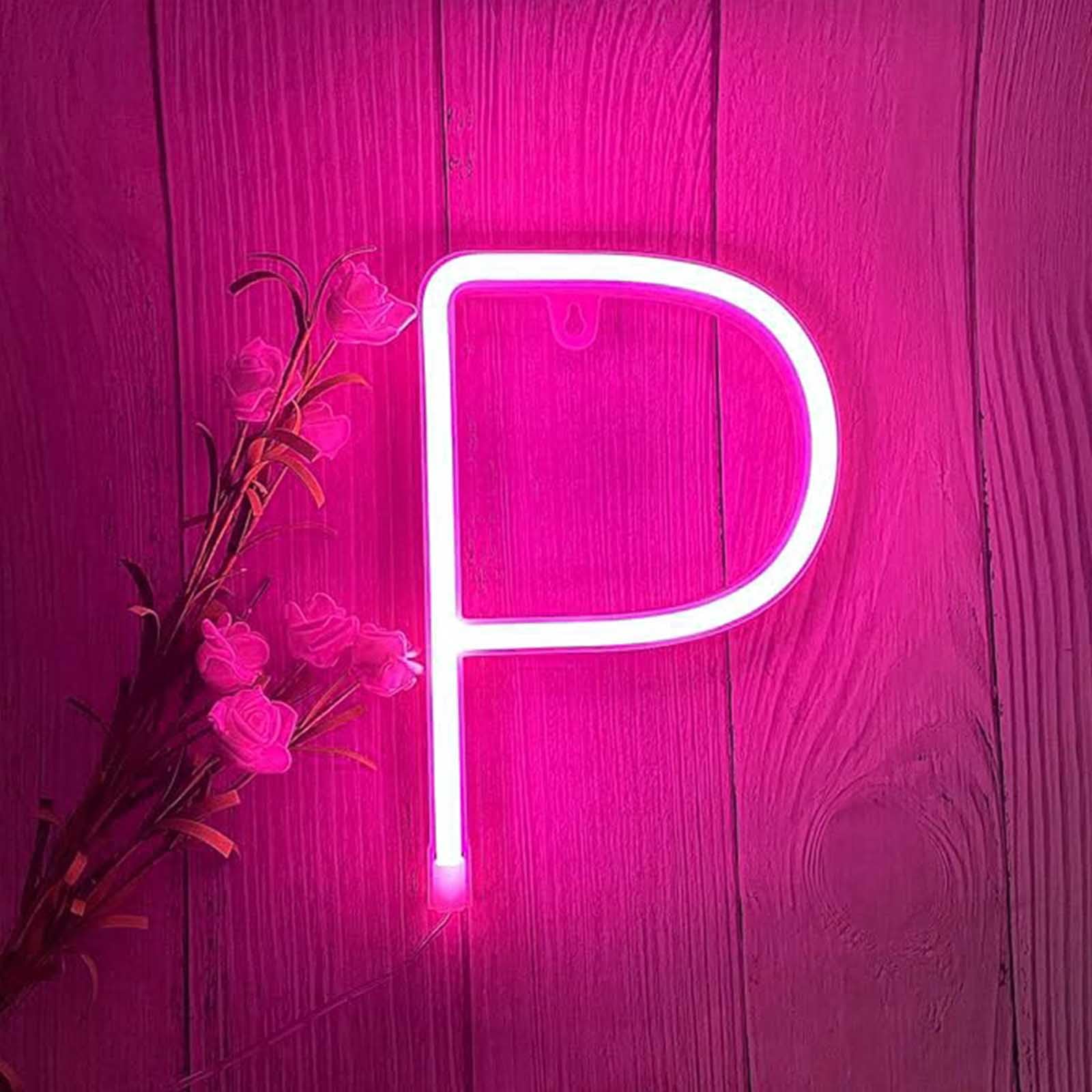 Business Pink Neon Sign for Retail Store Salon Wall & Nail Shop Decor Custom Logo LED Neon Light USB Powered for Window Display Cafe Bar Aesthetic(Letters P) — image 1