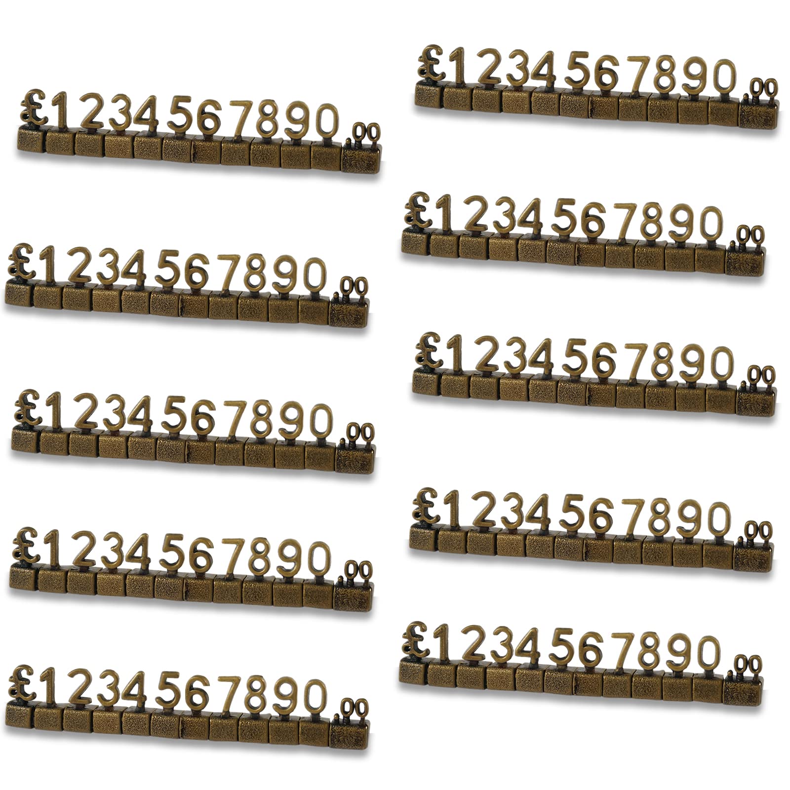 MACHSWON 100 PCS Digital Price Tag 3D Metal Shelving Adjustable GBP ￡ Price Cube Kit for Shop Display Jewelry Watch Shop Office Display Pricemarker Labels Bronze