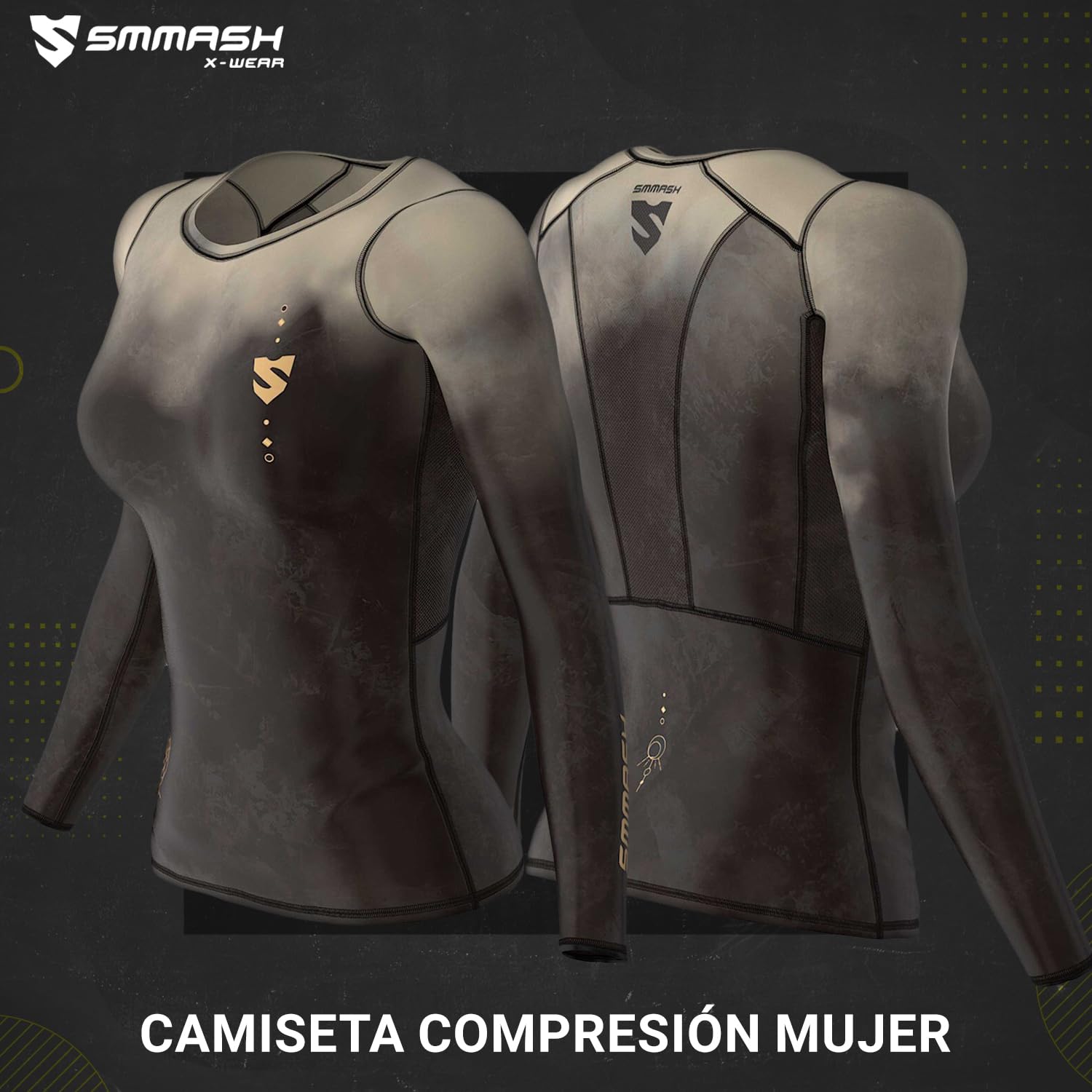 SMMASH Camiseta De Manga Larga Fitness Deportiva Mujer Yoga Correr Deporte Ligero Transpirable Military