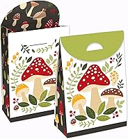 Vista 1 de Big Dot of Happiness Wild Mushrooms – Bolsas de regalo de fiesta de setas rojas – Cajas de regalos para fiesta – Juego de 12
