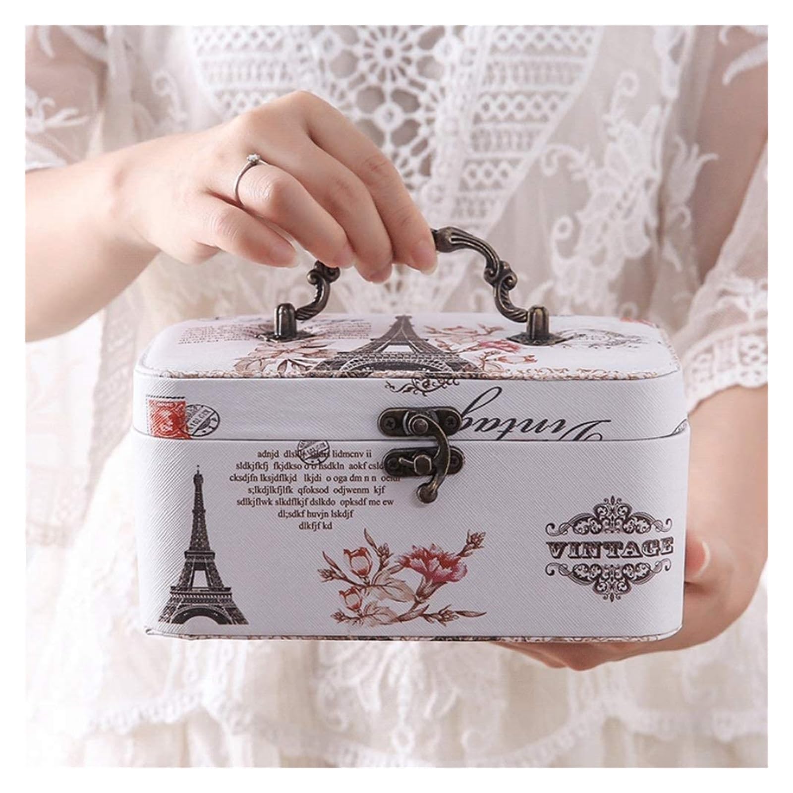 Szkatułka Na Biżuterię Eleganckie, podróżne etui do przechowywania w stylu retro 2-warstwowe damskie etui na biżuterię do noszenia naszyjnika Organizer biżuterii Uchwyt na biżuterię Pudełka I Organize