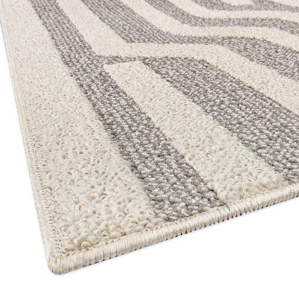 emmevi Tappeto Cucina A Righe 3D Morbido Bordato Passatoia Ingresso Assorbente Antiscivolo 57x145 Beige