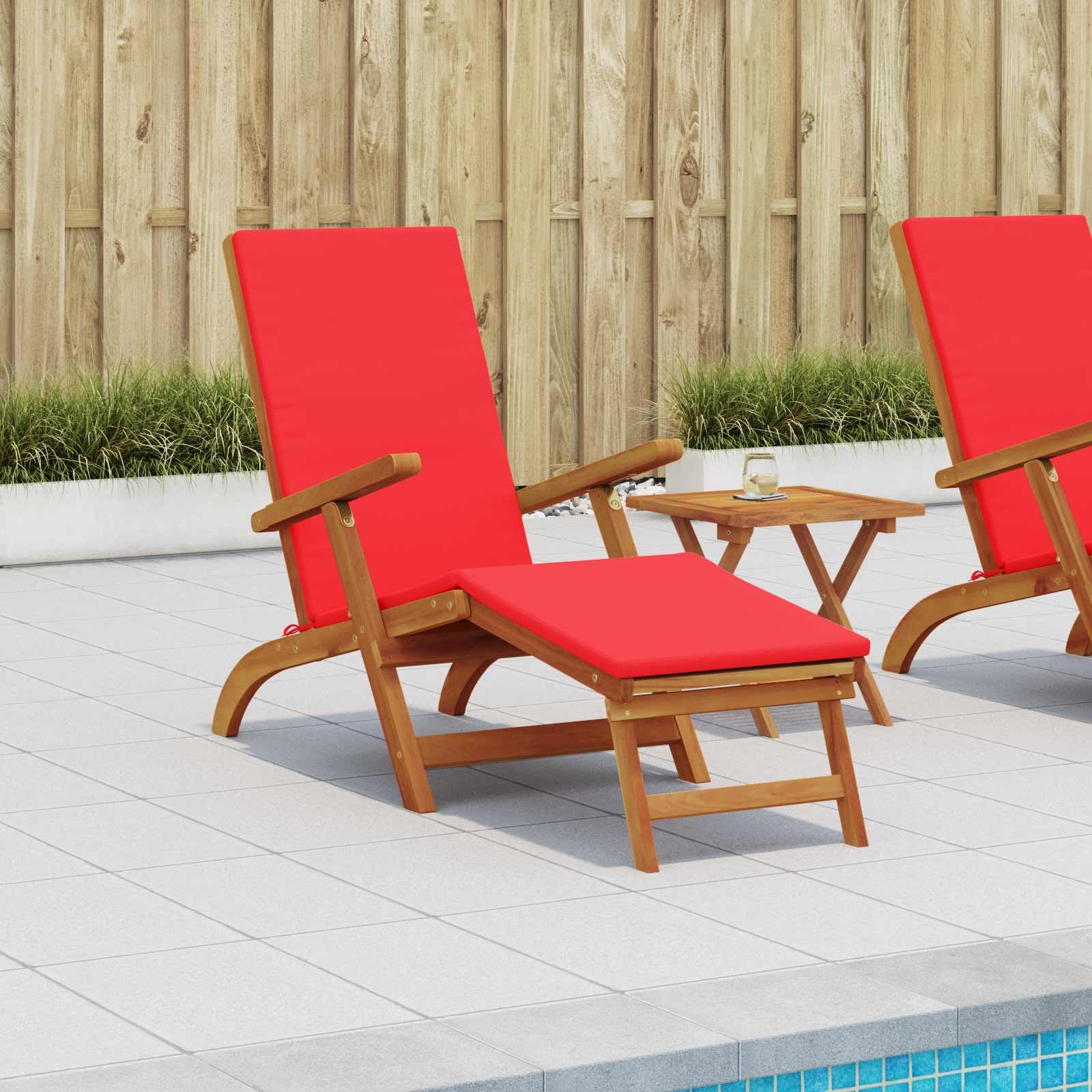 Tumbona de madera maciza de acacia, 55 x 146 x 91 cm, ajustable, plegable, con reposapiés integrado, ergonómica, para jardín, terraza, piscina, relajarse al aire libre
