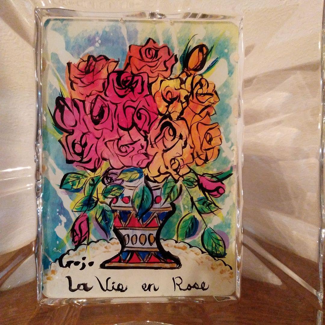 クリスタルローズ、薔薇のガラス絵、ウェッジウッドのフレーム クリスタルローズ、薔薇のガラス絵、ウェッジウッドのフレーム