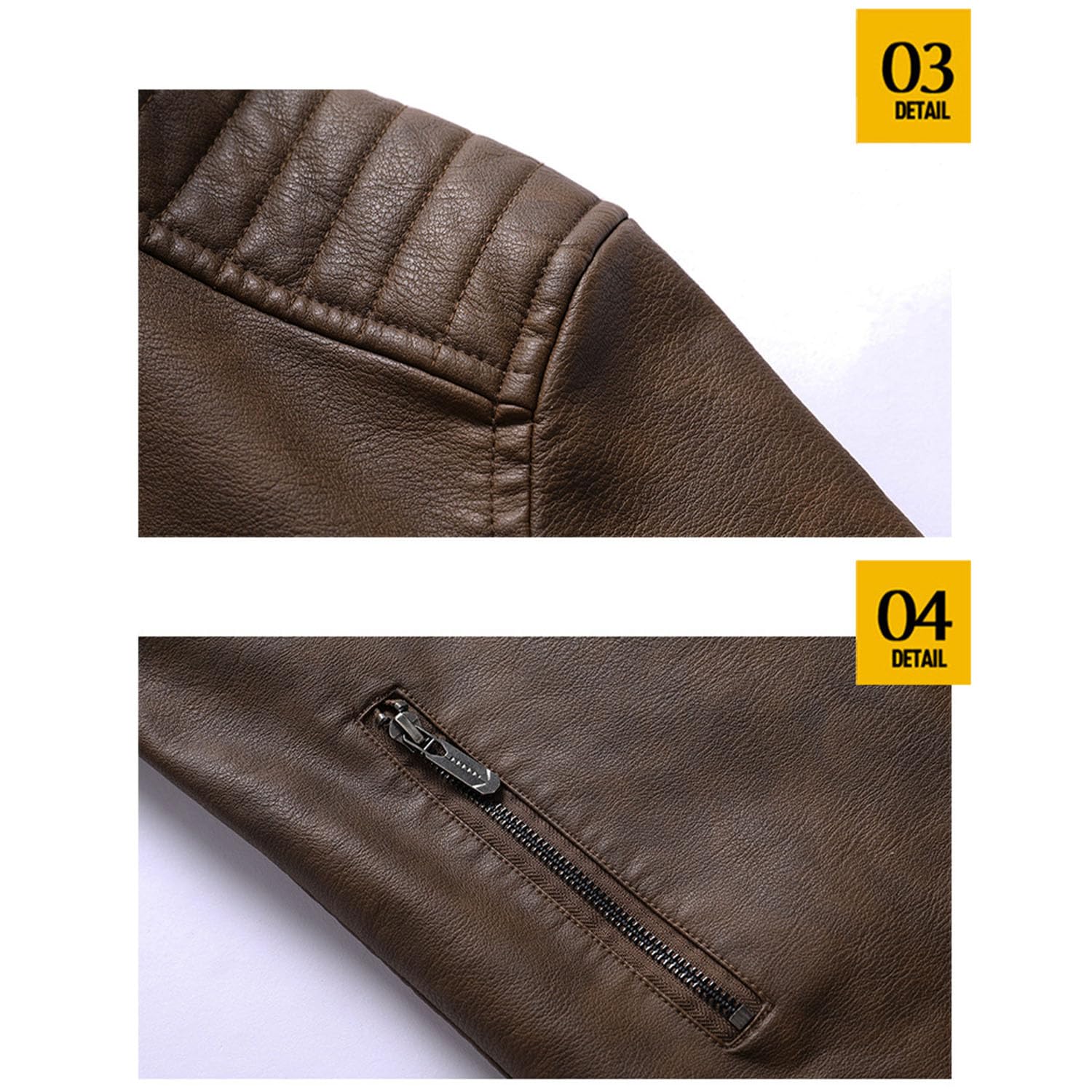 Herren Abnehmbare Kapuze Lederjacke Slim Vintage Motorrad Biker Jacke Casual Coat Outwear