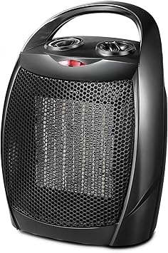 Kismile Small Electric Space Heater Ceramic Space Heater,Portable Heater Fan for Office with Adjustable Thermostat and Overheat Protection ETL Listed for Kitchen, 750W/1500WBlack