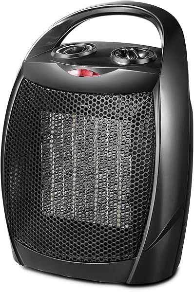 Kismile Small Electric Space Heater Ceramic Space Heater,Portable Heater Fan for Office with Adjustable Thermostat and Overheat Protection ETL Listed for Kitchen, 750W/1500W(Black)