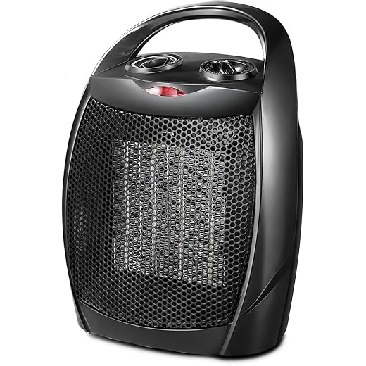 Kismile Small Electric Space Heater Ceramic Space Heater,Portable Heater Fan for Office with Adjustable Thermostat and Overheat Protection ETL Listed for Kitchen, 750W/1500W,10 Inch
