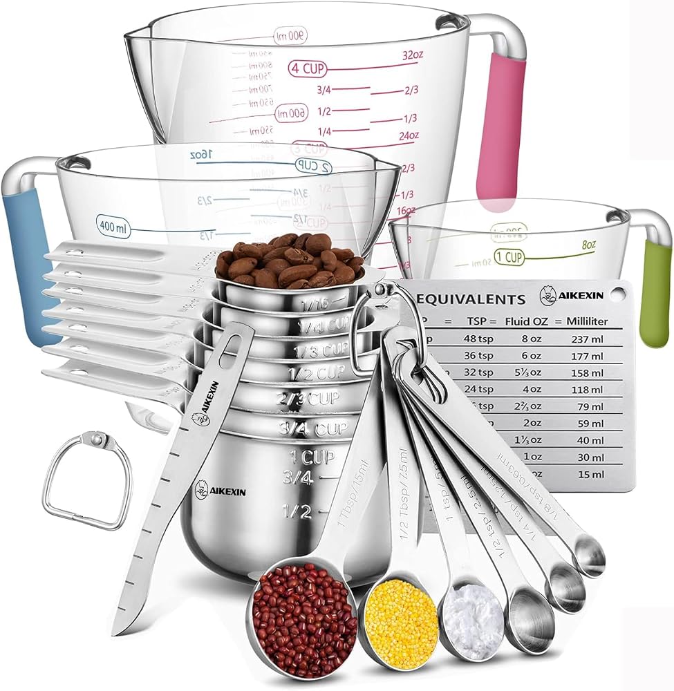 20-Piece Stainless Steel Measuring Cups & Spoons Set with Leveler