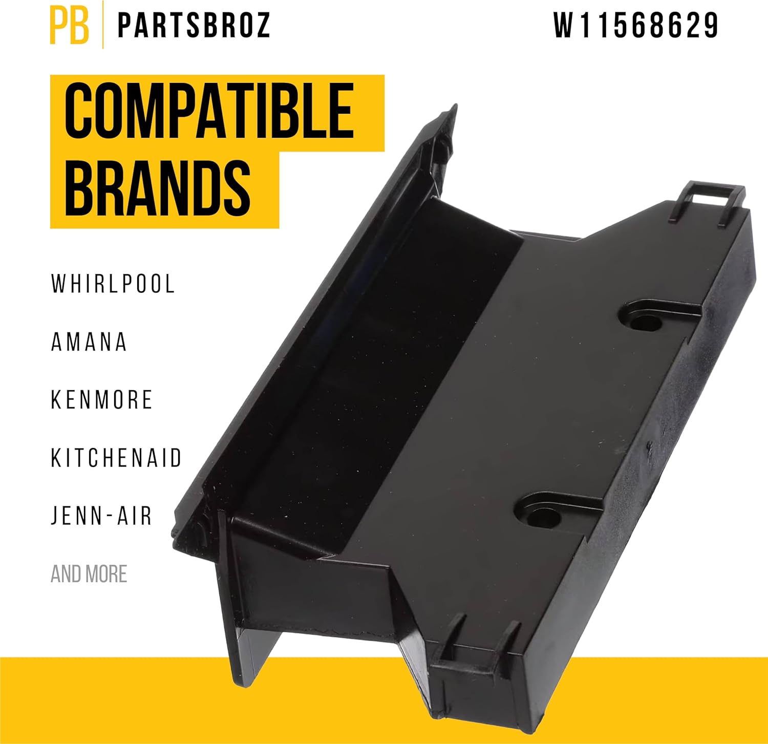 PartsBroz W11568629 Door Handle - Compatible with Whirlpool Amana Kenmore Dishwasher - Replaces AP7175919 W10629511 PS16660509 Ultra Durable Replacement