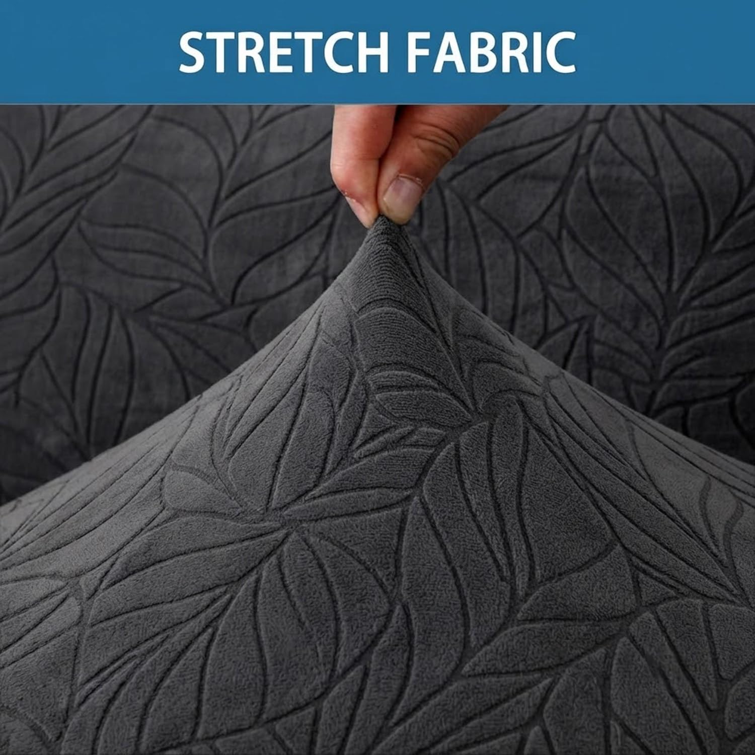 Hockerbezug Quadratisch Wasserdicht - Stretch Jacquard Schonbezug