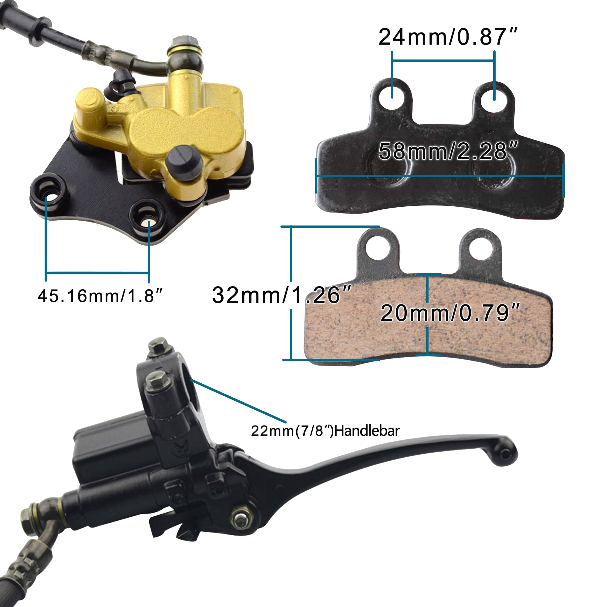 GOOFIT Vordere Scheibenbremse Hauptbremszylinder Bremssattel Mit Bremsbelägen Ersatz Für 50cc-150cc Dirtbike Pitbike