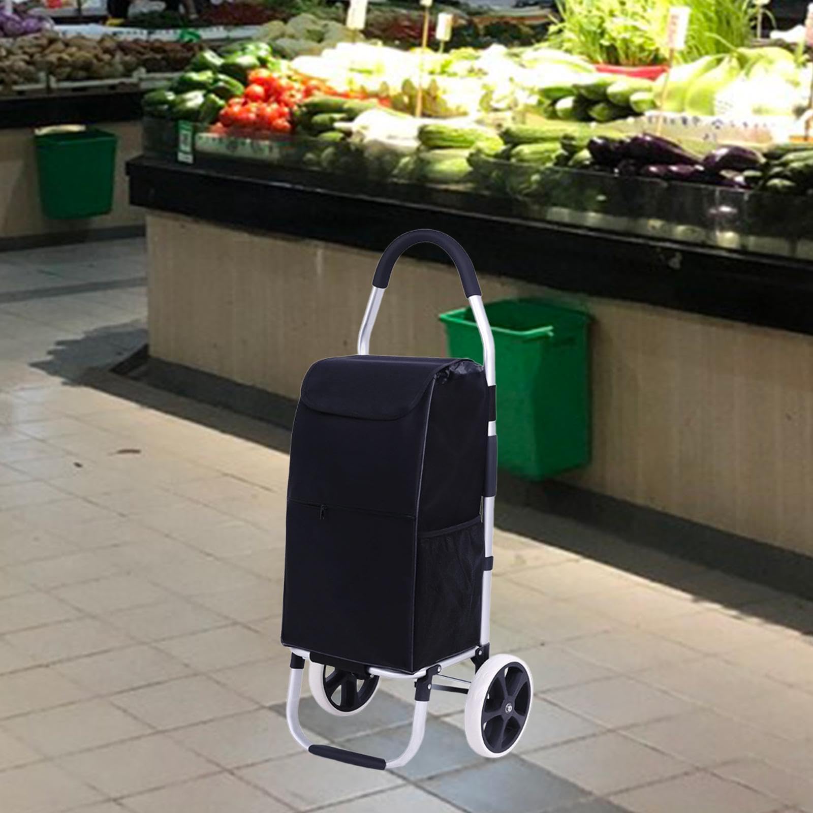 Przenośna torba na zakupy z tkaniny Oxford – składane rozwiązanie do przechowywania akcesoriów do wózka transportowego – trwała torba zastępcza (czarna)