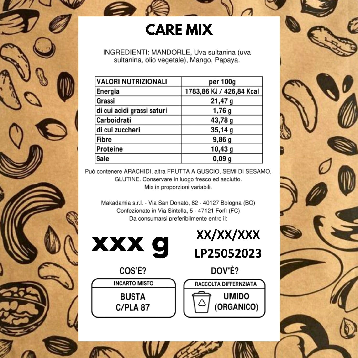 Makadamia - Bundle Benessere BS 230g - Care Mix, Mix Risveglio, Mix Wellness, Porta Snack