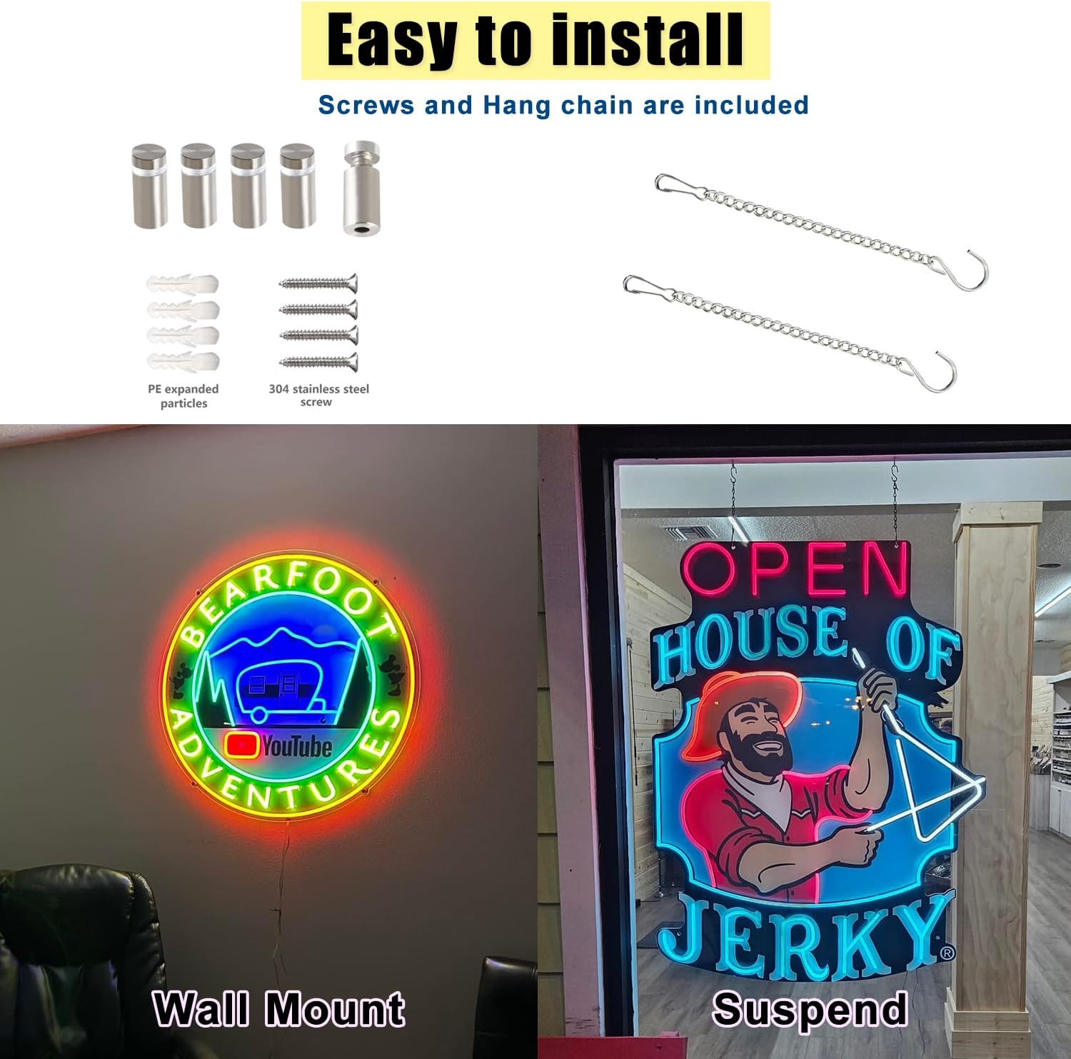 Custom Neon Sign Logo, Personalized LED Shop Name Logo Signs for Business Wall, Hanging Neon Lights Customizable Upload Picture UV Printed for Home Bar Nail Hair Office Room Decor, Size 10-60in Large - Image 6