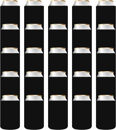 QualityPerfection Mangas enfriadoras para latas de cerveza, aisladas por sublimación HTV, enfriadores plegables., Caja + Negro