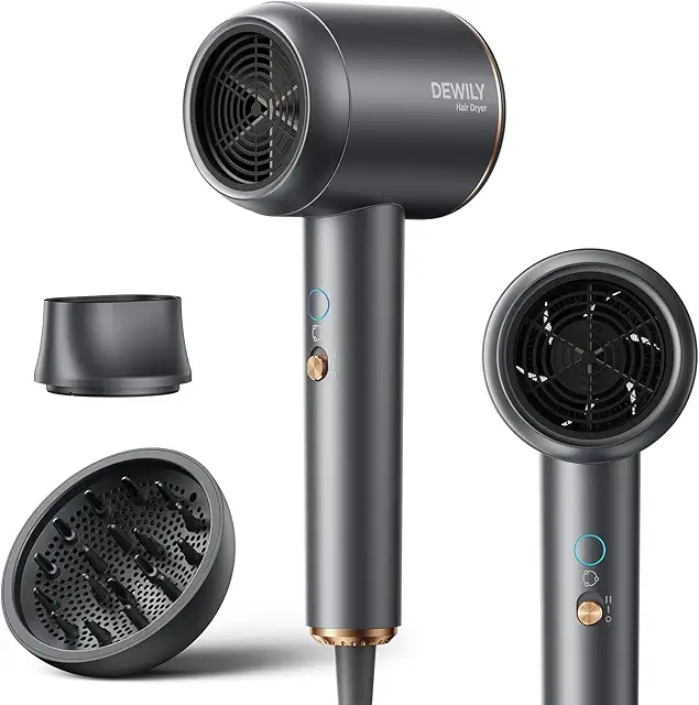 DEWILY 1800W Ionen Haartrockner mit Diffusor - Schnelltrockner für Freibad & Reise