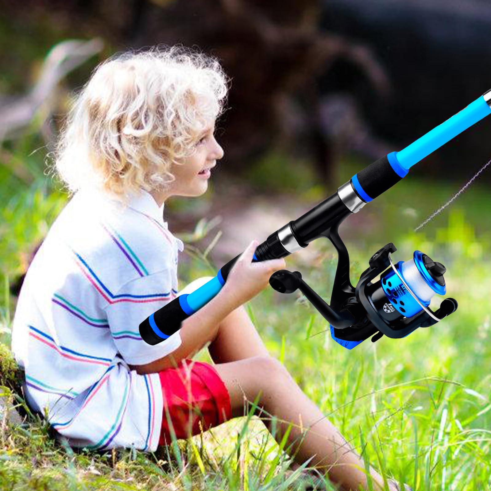 Kit de pêche pour enfants, canne à pêche télescopique, 1,8 m, avec moulinet et appât, accessoires de pêche pour enfants de 3 à 10 ans