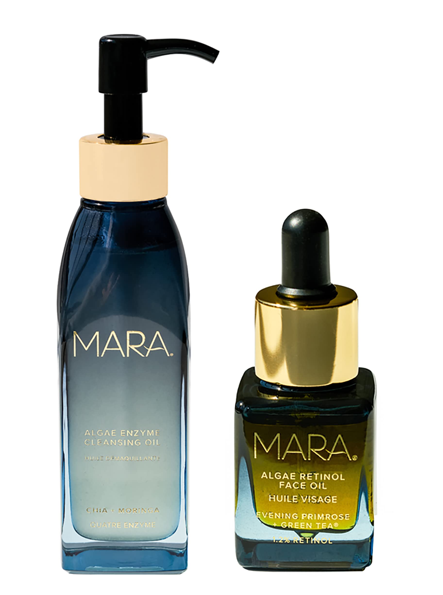 MARAAlgae Enzyme Cleansing Oil + Algae Retinol Face Oil VALUE Bundle | Clean, Non-Toxic, Plant-Based Skin Care