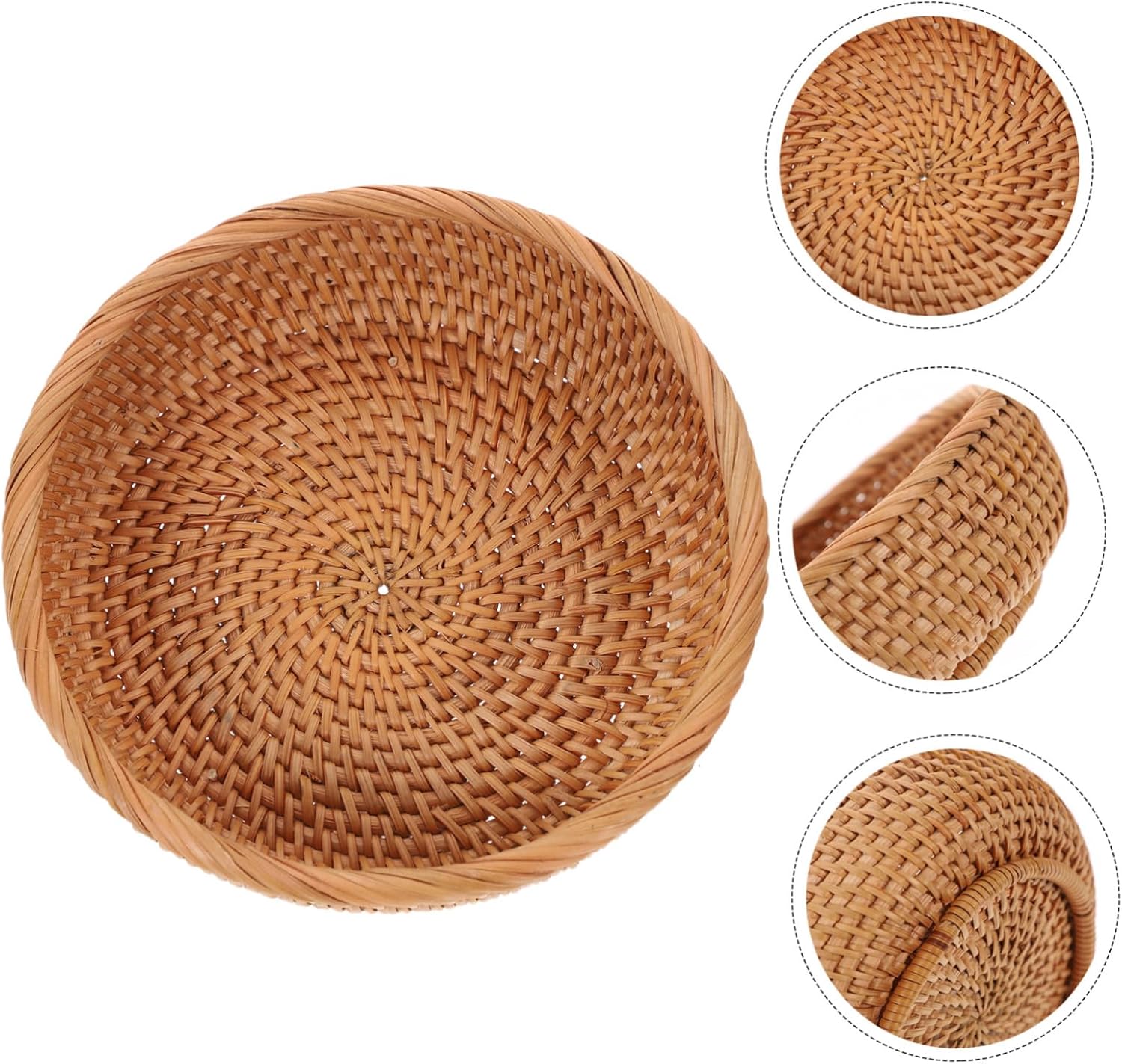 3pcs Rattan Baskets for Storage Hand Woven Fruit Basket Tabletop Bread Home