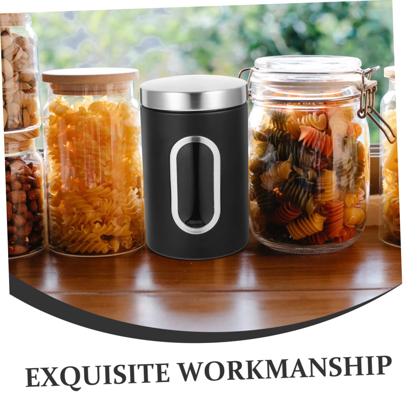 3 pezzi Barattoli Ermetici in Acciaio Inossidabile con Finestra Trasparente Contenitori per Caffè Zucchero e Tè Vasetti Resistenti e Pratici per Conservazione Alimentare in Cucina