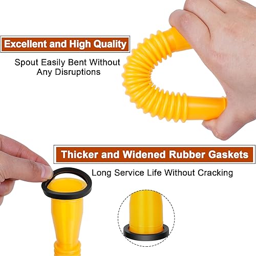 Miniatura 4 de Boquilla de repuesto para latas de gasolina (kit de 5 amarillas), adecuada para la mayoría de latas de aceite de 12510 galones, repuesto flexible de