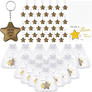 24 Set Motivational Funny Star Keychain Stress Balls Foam Positive Stress Relief Toys with Inspirational Star Cards Bags for Nurse Teacher Student Employee