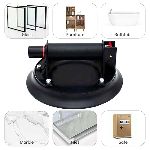 Miniatura 6 de Ventosa de alta resistencia de 8 pulgadas para levantar vidrio grande, azulejos, mármol, elevador de succión al vacío industrial con mango para