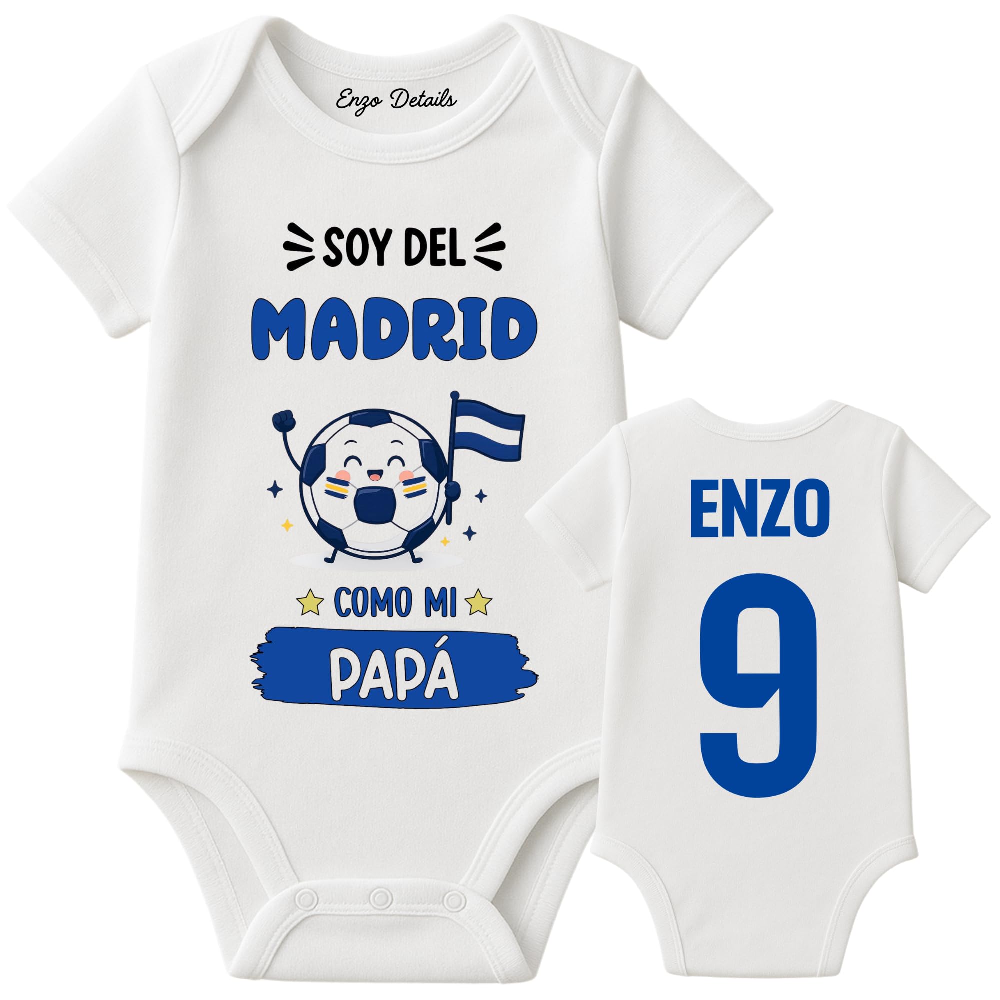 Body bebé Madrid personalizado | 100% Algodón | Personalizado a tu gusto | Manga larga/corta | Regalos para bebés