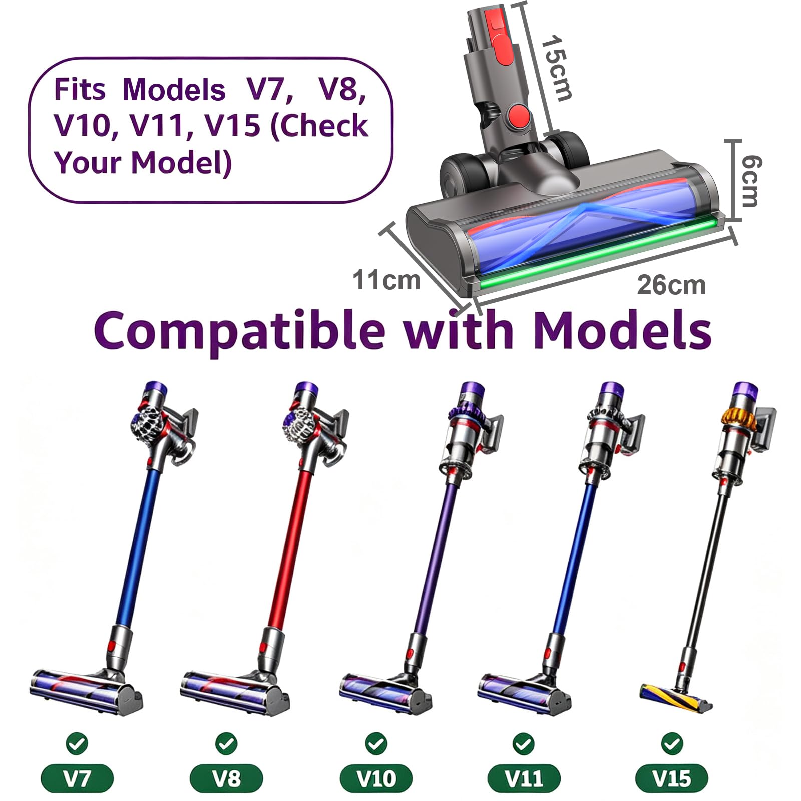 Spazzola di ricambio compatibile con Dyson V7, V8, V10, V11, V15