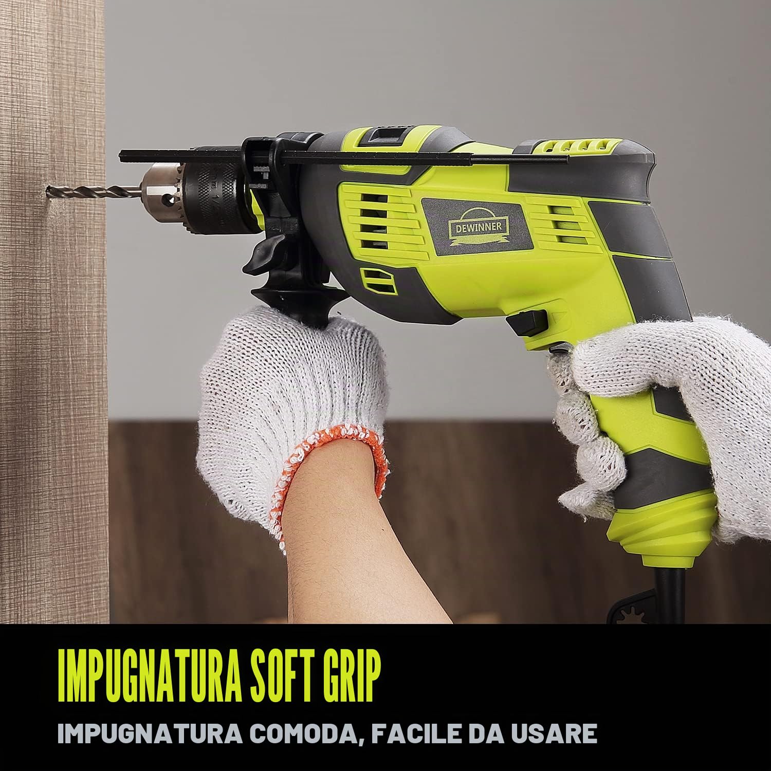 Trapano a percussione, trapano a percussione elettrico con filo da 710 W, mandrino in metallo da 13 mm, 0-3300 giri/min, potente trapano a velocità variabile per foratura in acciaio..