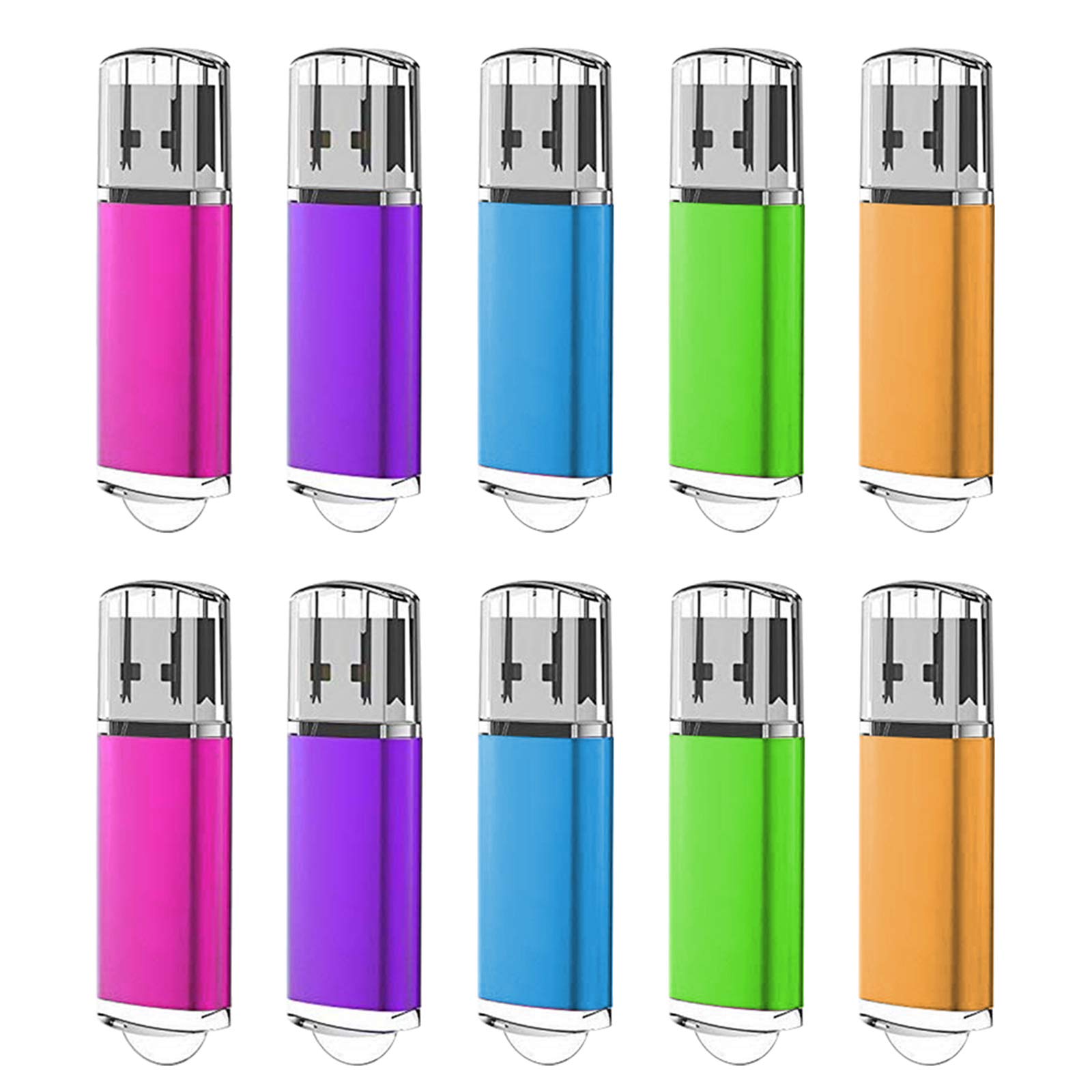 EASTBULL USBメモリ 4GB 10個セット USBフラッシュメモリー USB2.0 フラッシュドライブ キャップ式 防塵性能優れ ストラップ付き LEDライト付き (4GB 5色)