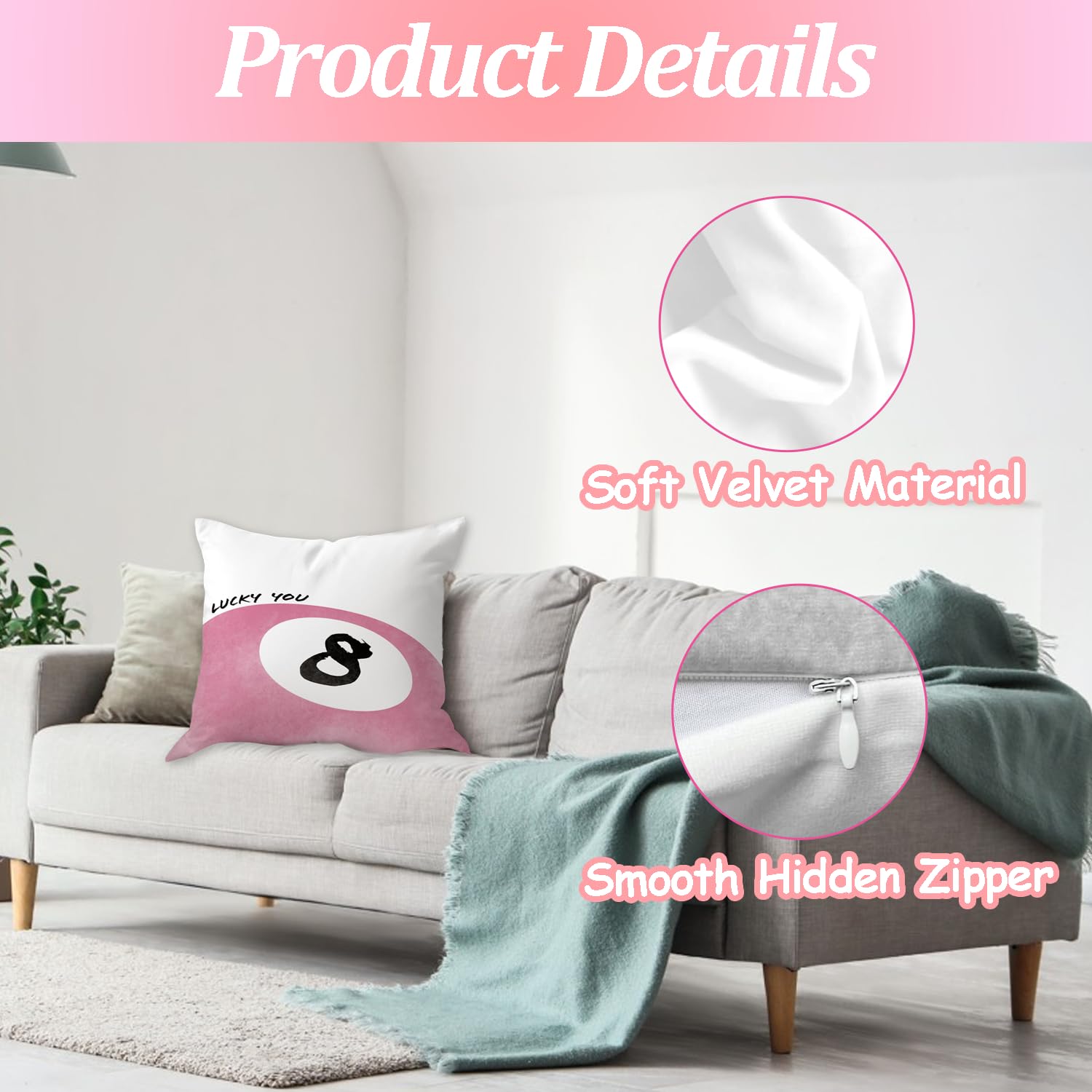 MAIXUN Federe per Cuscini 45 x 45 cm Rosa in velluto Decorativo Copricuscini Divano Morbidi per Divani Moderni Geometrico per soggiorno Camera da
