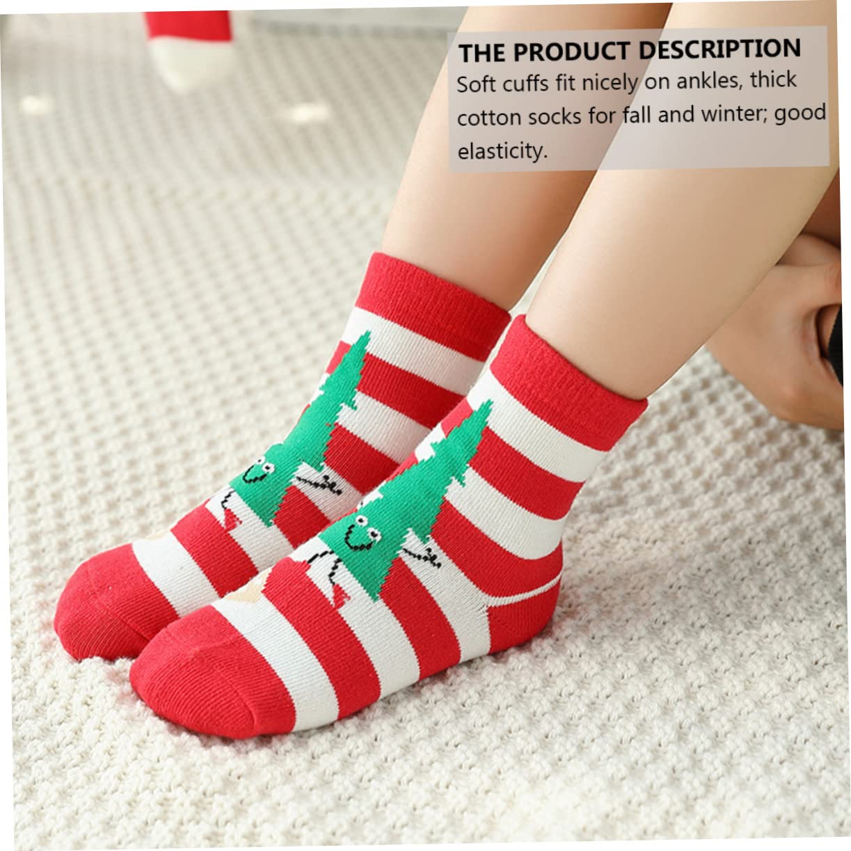 BESPORTBLE 5pares Medias de Navidad Cálidas de Algodón de Calcetines Navideños Dibujos Animados Fiestas de Navidad