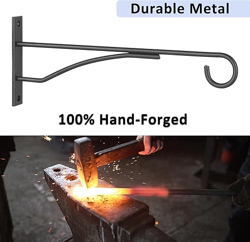 Miniatura 4 de Paquete de 6 perchas de plantas de 8 pulgadas, soporte para plantas colgantes para valla de pared, porche, exterior e interior, ganchos de metal