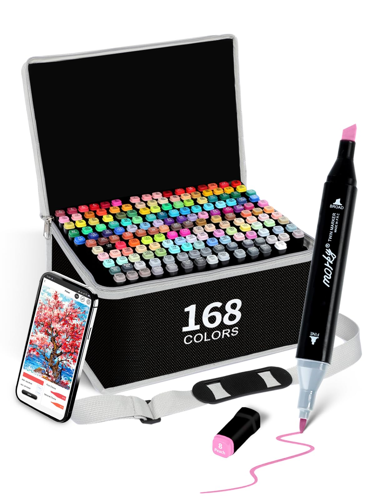 Brled 168+2 Colours Alcohol Markers with Free App Colouring Pens